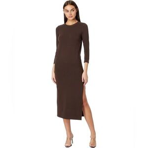 Norma Kamali 3/4 Sleeve Tailored Terry Gown Brown
